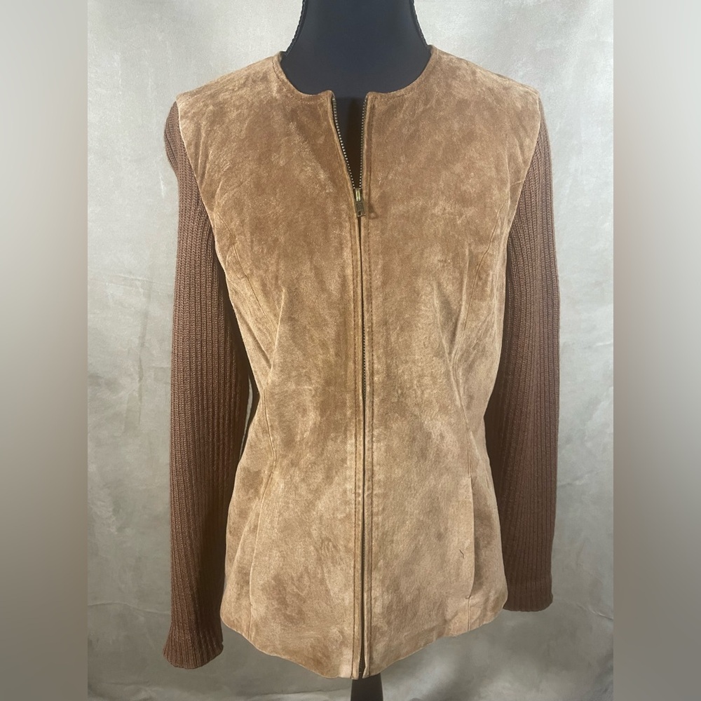 Preswick & Moore Brown Suede and Wool Knit Jacket